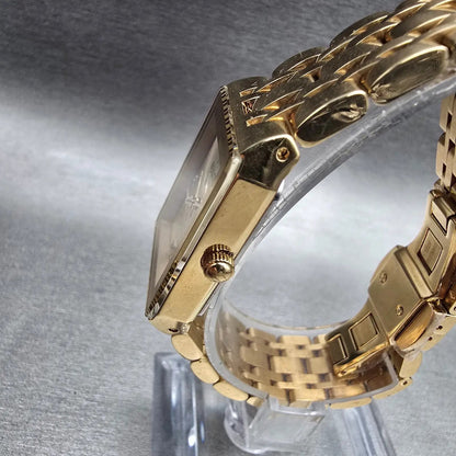 Bulova Futuro Quadra Watch Women 20mm Gold Dial Gold Tone 97P140 New Battery2