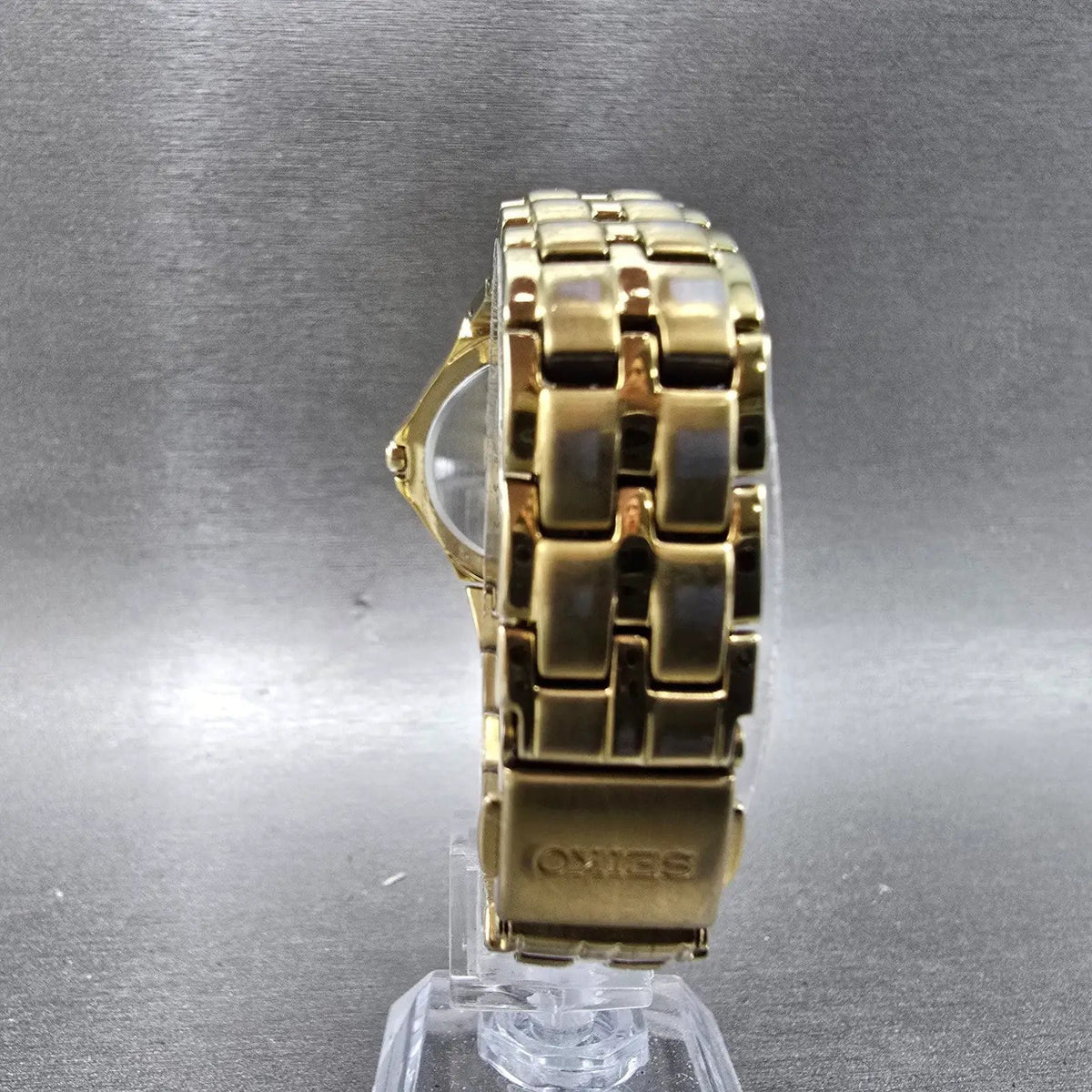 Seiko Solar Watch Women 30mm Cream Dial Gold Round V115-0BV0 Works Bracelet8