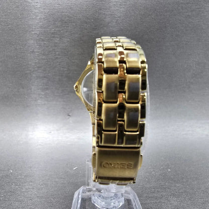 Seiko Solar Watch Women 30mm Cream Dial Gold Round V115-0BV0 Works Bracelet8