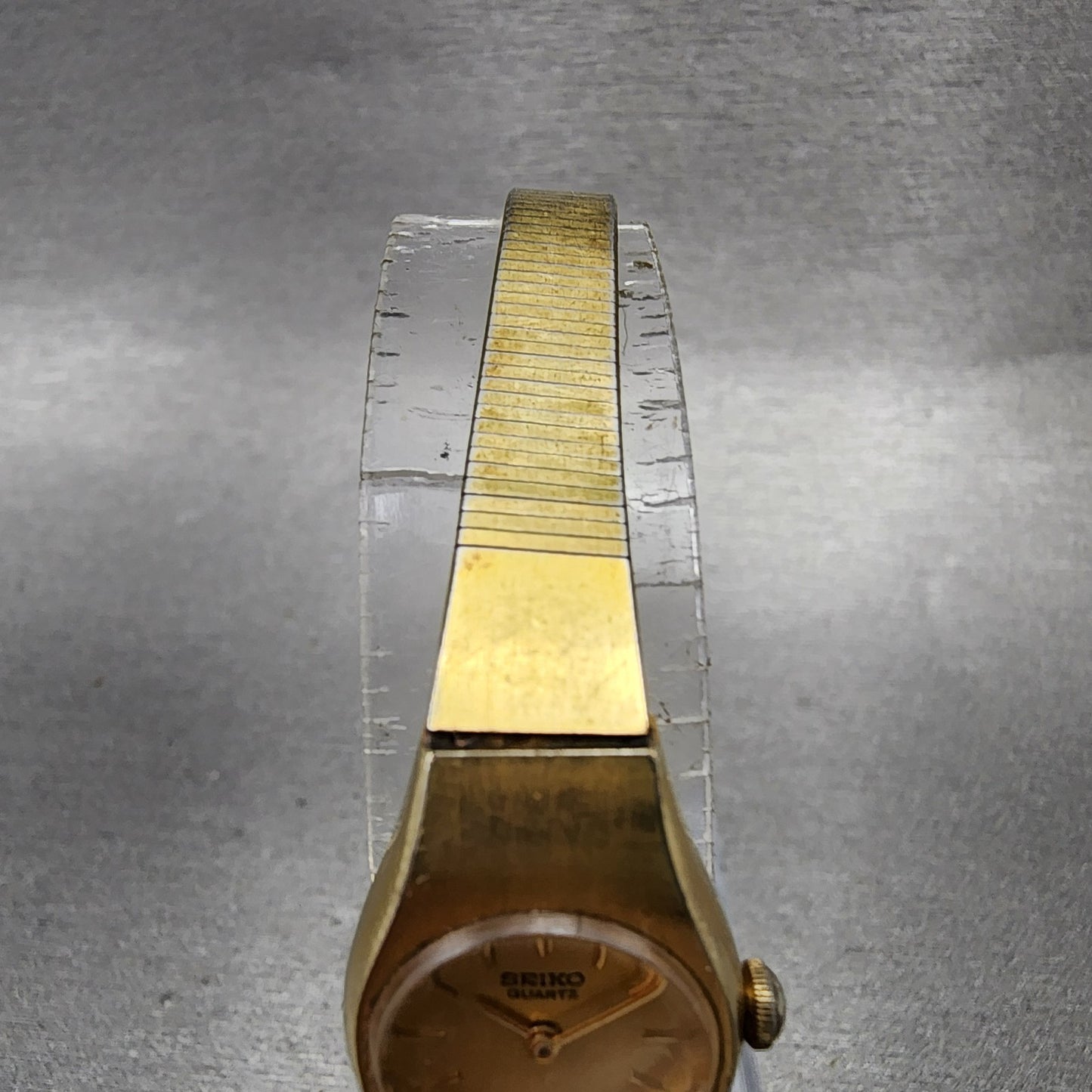 Seiko Watch Women 16mm Gold Dial Gold Tone Round 54200200 New Battery Vintage4