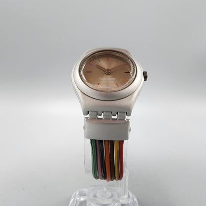 Swatch Irony Filamento Watch Women 25mm Silver Dial Silver Tone Round New Batt
