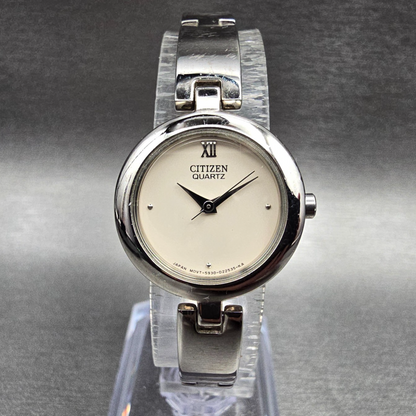 Citizen Watch Women 22mm Ivory Dial Silver Tone Round 5930-899094 New Battery0