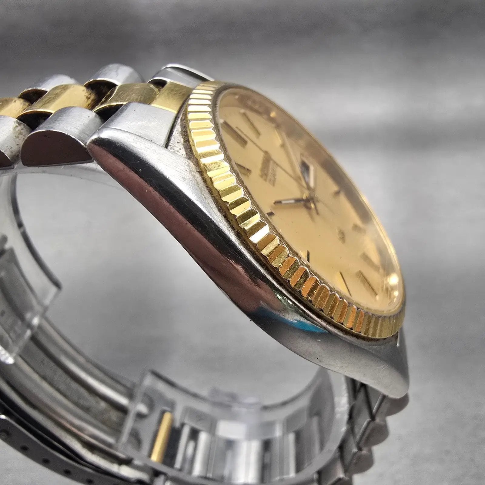 Seiko President Watch Men 36mm Gold Dial Two Tone Daydate 5Y23-8A61 New Battery3