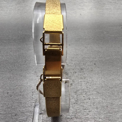 Seiko Watch Women 17mm Gold Dial Gold Tone Rectangle 2P21-5080 New Battery VTG7