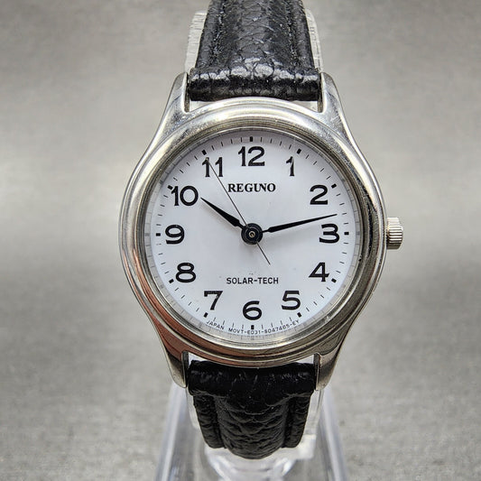 Citizen Reguno Watch Women 24mm White Dial Silver Tone Solar Round Runs E031T010