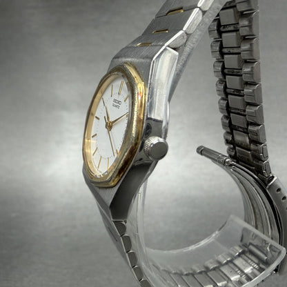 Seiko Watch Women 22mm White Dial Two Tone Date Round 2A22-0100 New Battery2