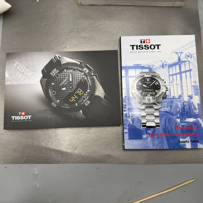 Tissot T-Touch Watch Men 47mm Black Blue Ana Digi Alarm Chrono New Battery W/Box14