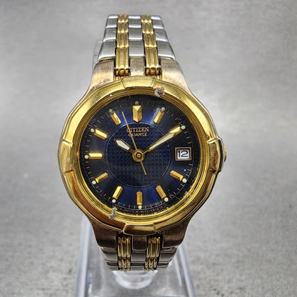Citizen Watch Women 25mm Blue Dial Two Tone Date Round 1012K15036 New Battery0
