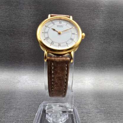 Seiko Watch Women 24mm White Dial Gold Tone Round 2Y00-0A59 New Battery Vintage5