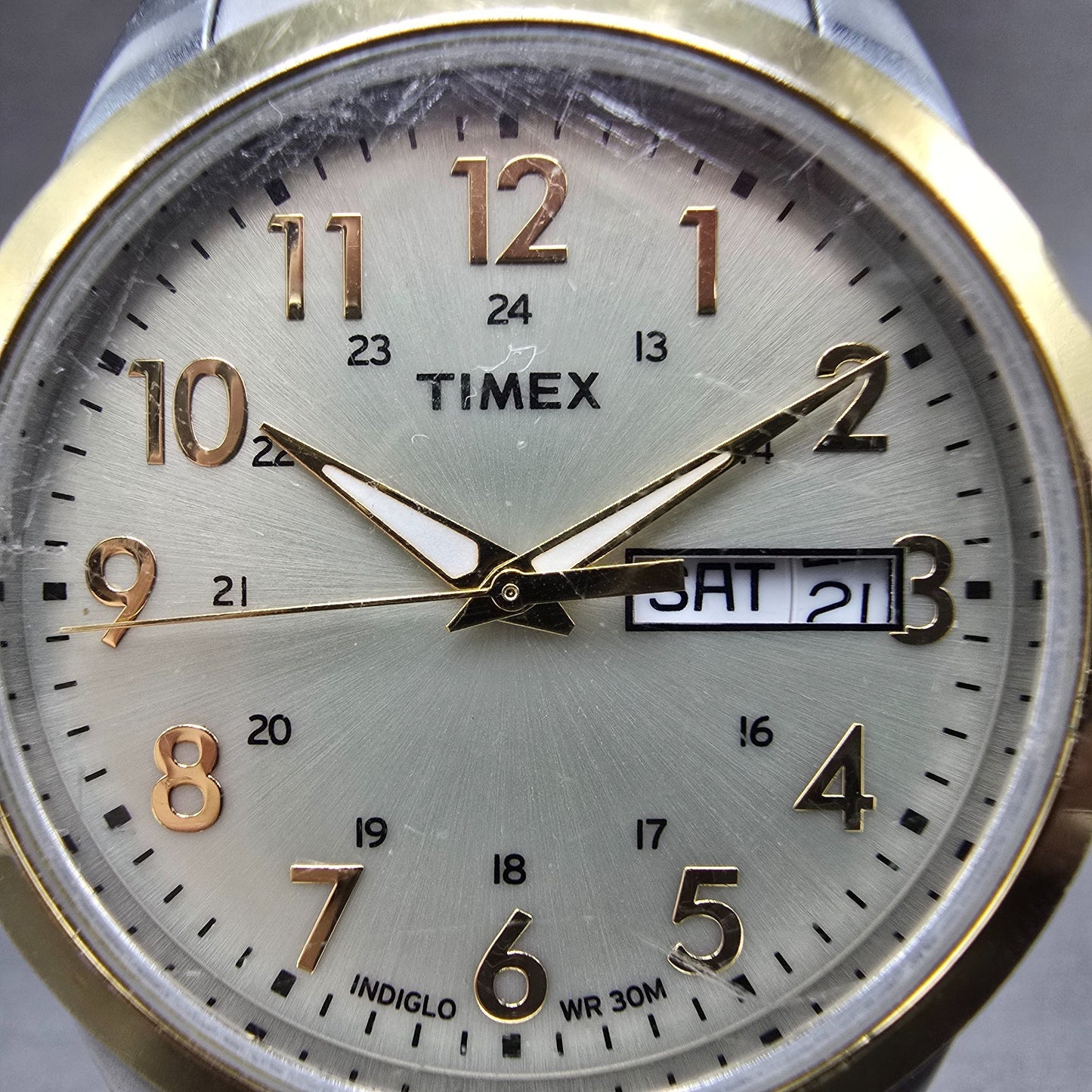 Timex Watch Men 36mm Silver Dial Two Tone Daydate Round T2M935 new Battery1