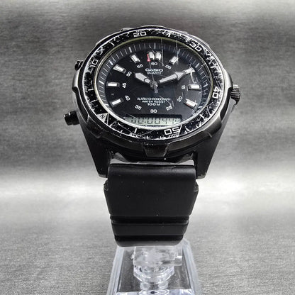 Casio AMW-320 Watch Men 44mm Black Dial Black Chronograph Alarm New Battery5
