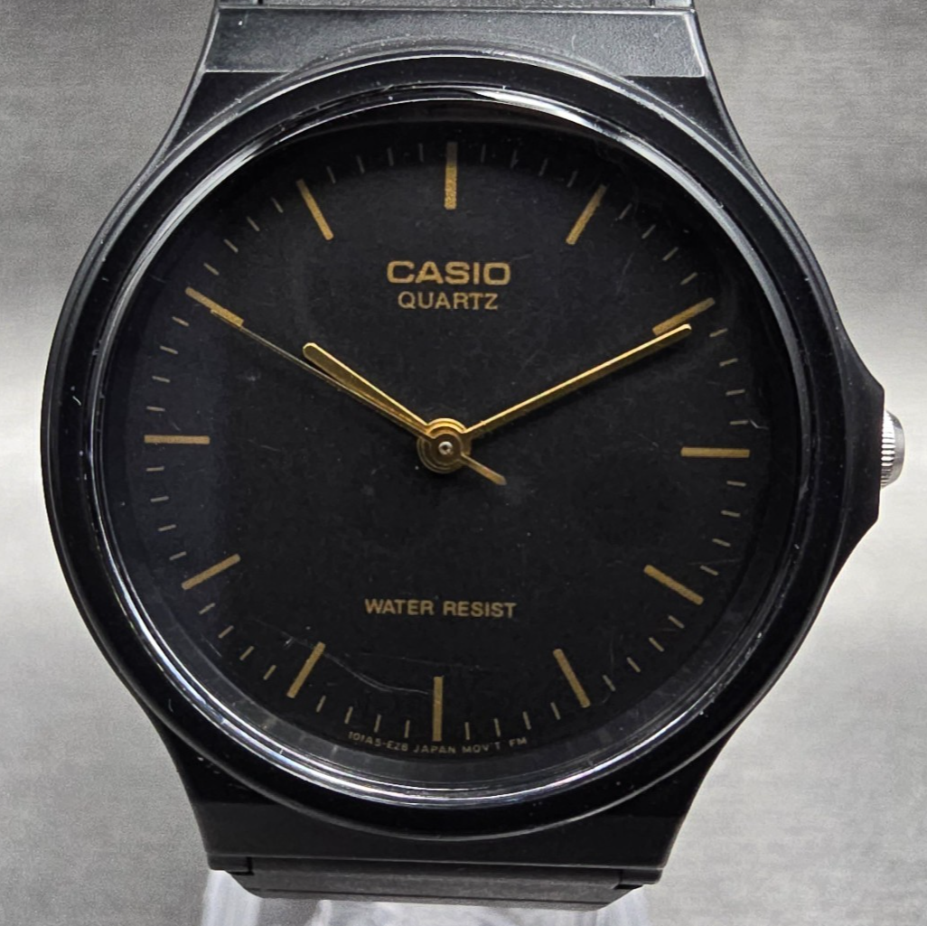 Casio Watch Men 33mm Black Dial Black Case Round MQ-24 New Battery JP1