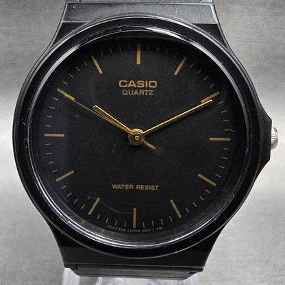 Casio Watch Men 33mm Black Dial Black Case Round MQ-24 New Battery JP1