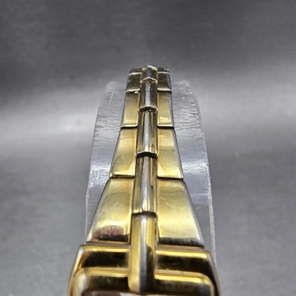 Seiko Solar Tank Watch Women 15mm Gold Dial Gold Tone Rectangle V116-0AH0 WorksL4