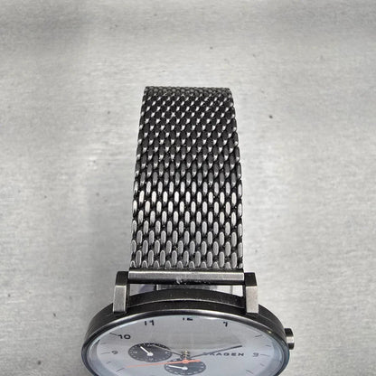 Skagen Hald Watch Men 40mm White Dial Gray Tone Date Round SKW6188 New Battery4