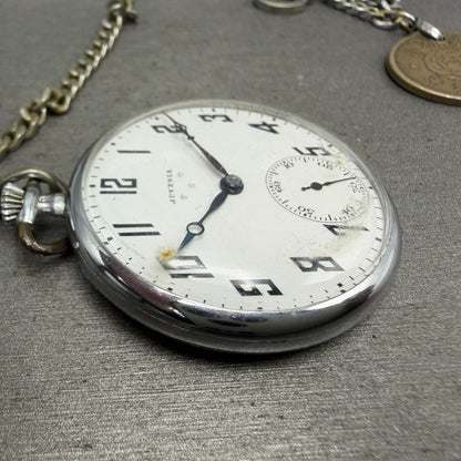 Juvenia Pocket Watch 42mm White Dial Silver TOne PARTS5
