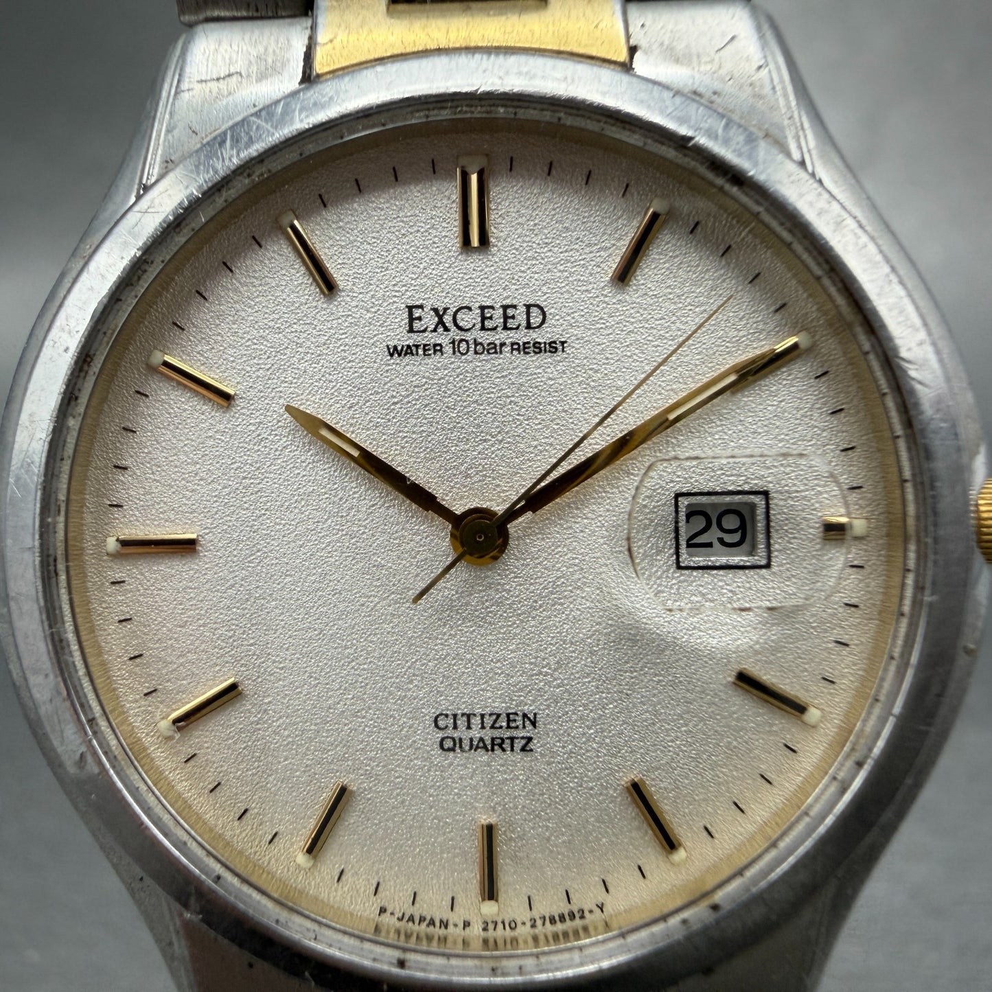 Citizen Exceed Watch Men 34mm White Dial Two Tone Date 2710-274849 New Battery1