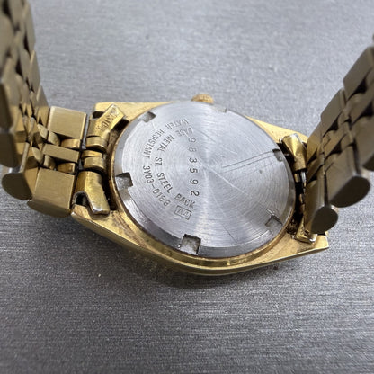 Seiko SQ Watch Women 24mm Black Dial Gold Tone Daydate 24mm Round New Battery7