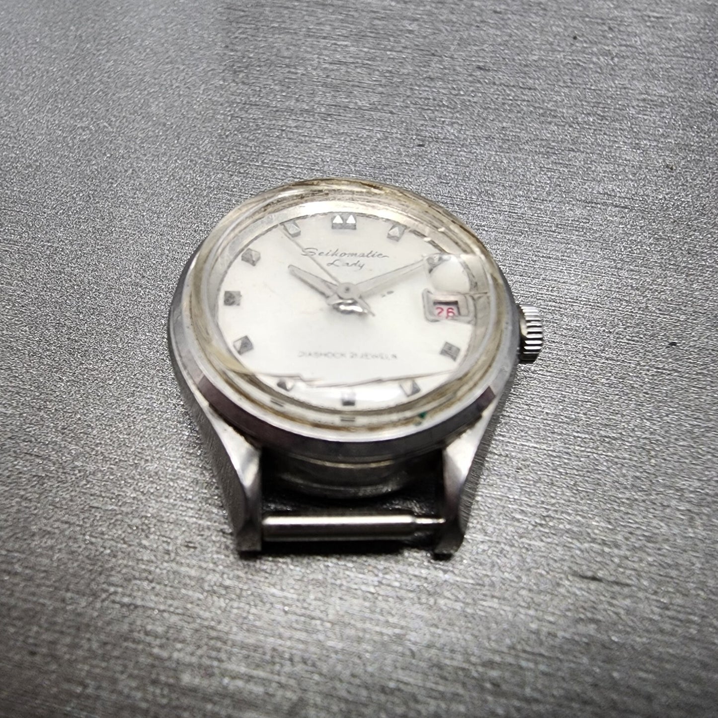 Seiko Seikomatic Lady Watch Women 22mm Silver Dial Steel Date Round Runs2