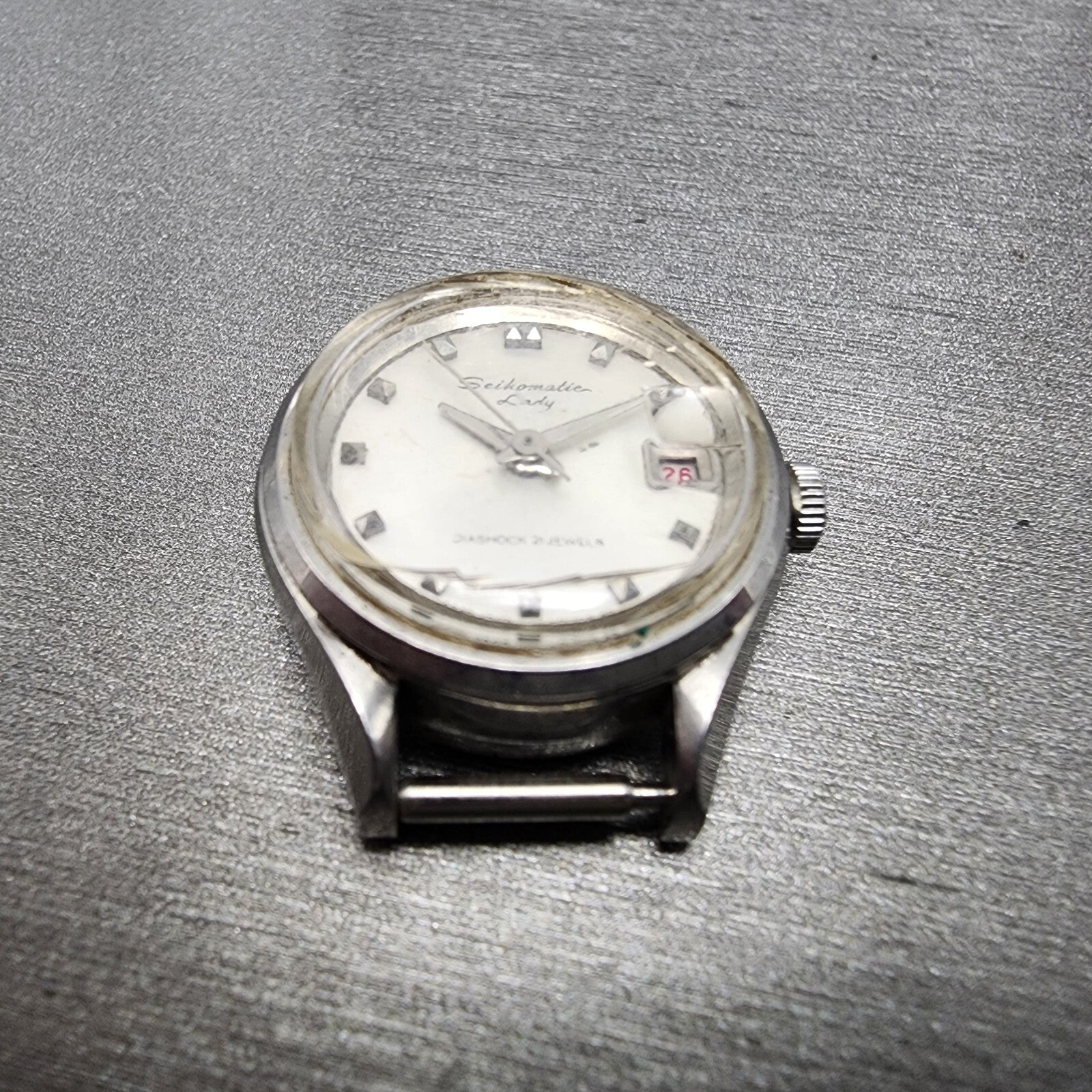 Seiko Seikomatic Lady Watch Women 22mm Silver Dial Steel Date Round Runs2