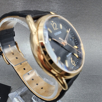 Citizen EcoDrive Watch Women 36mm Black Dial Rose Gold Tone Date Round FE60833