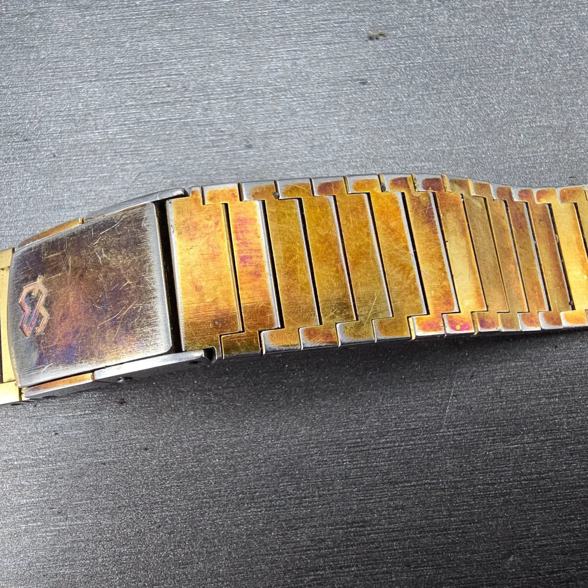 Seiko Bracelet 14mm Stainless Steel Gold Tone Tri Folding Clasp Vintage JP Z4075