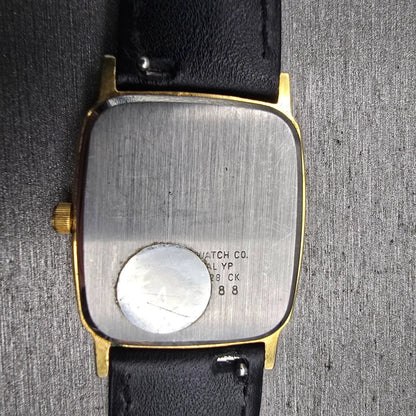 Citizen Watch Men 27mm Black Dial Gold Tone Date Rectangle 5010 New Battery10