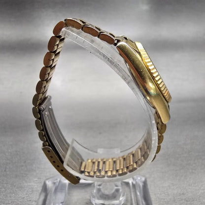 Seiko SQ Watch Women 24mm Gold Dial Gold Tone Daydate Round 3E23-0A60 New Batt G8