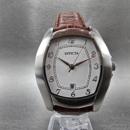 Invicta Watch Men 35mm White Dial Silver Tone Date 9444 New Battery5