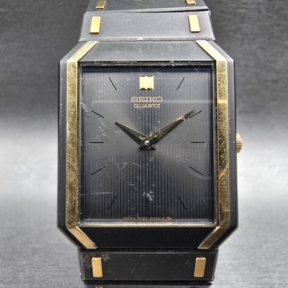 Seiko Tank Watch Men 26mm Gray Dial Two Tone Rectangle 7430-5479 New Battery VTG0