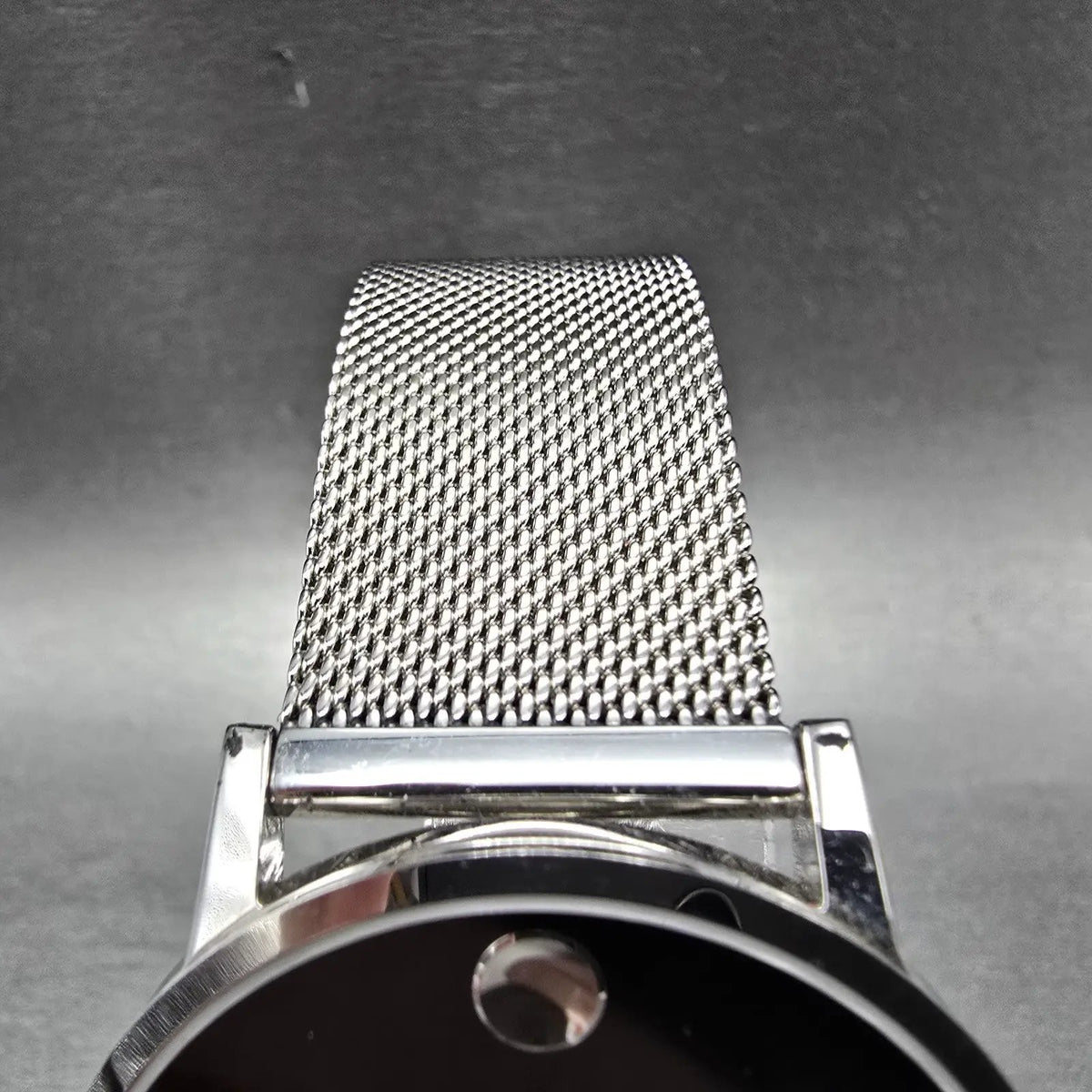 Movado Museum Watch Men 40mm Black Dial Silver Round 0607219 Mesh New Battery4