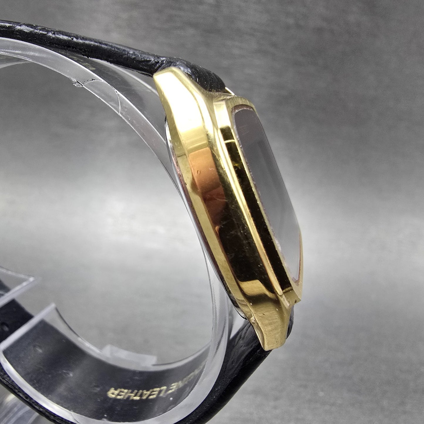 Seiko Watch Men 32mm Gold Digital Rectangle Daydate F051-5029 New Battery VTG3