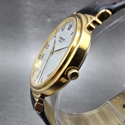 Raymond Weil Watch Men 32mm White Dial Gold Tone Date Round 5531 New Battery2