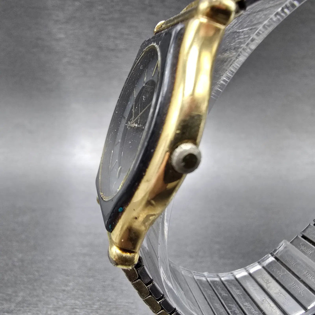 Seiko Watch Men 32mm Black Dial Gold Date 2A23 Movement 0149 VTG JPPARTS3