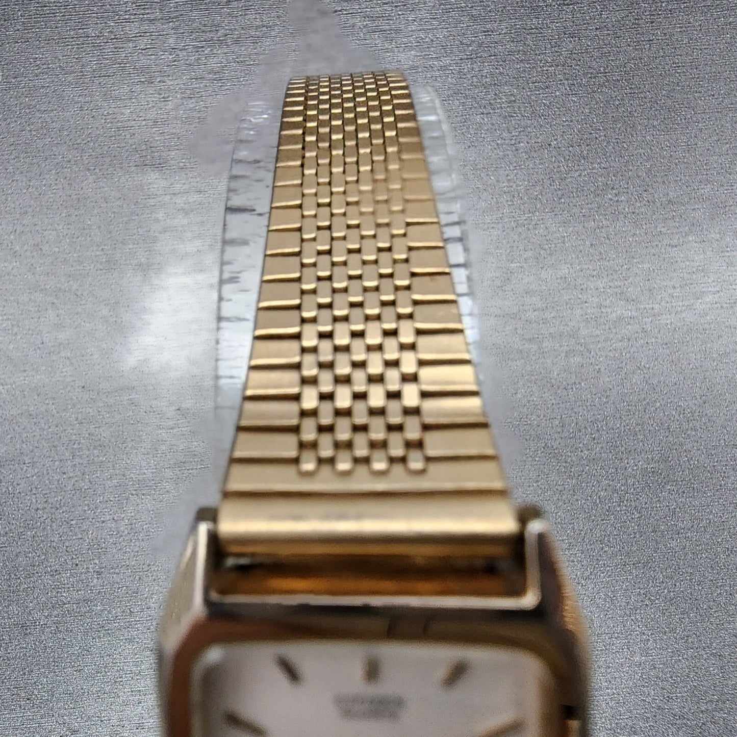 Citizen CQ Tank Watch Women 21mm White Dial Gold Tone Rectangle New Battery