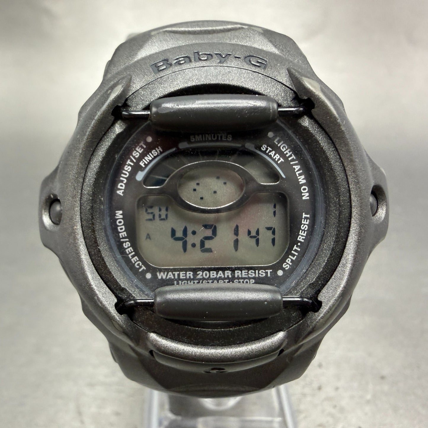 Casio Baby-G BGR-210 Watch Women 43mm Gray Alarm Chrono Digital New battery0