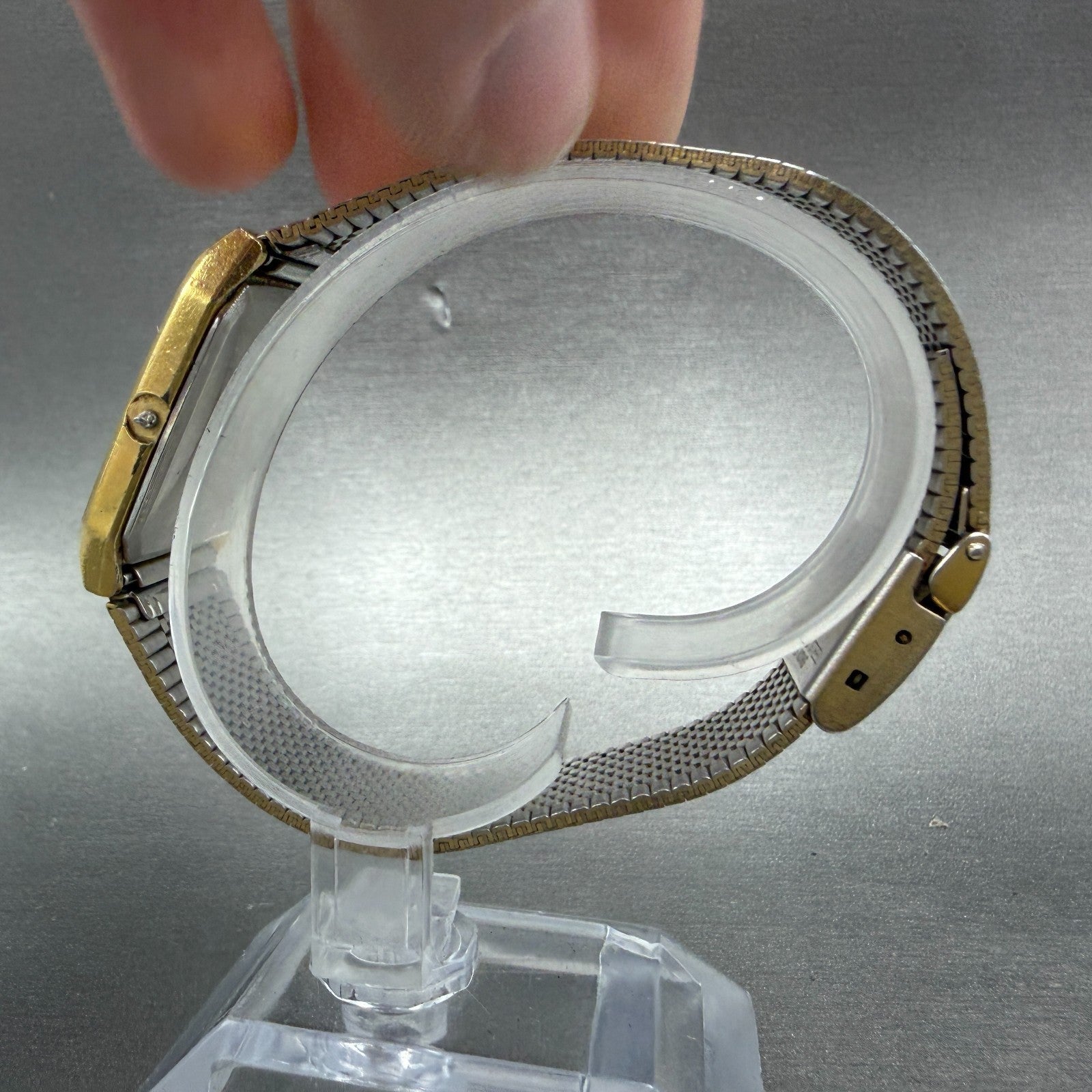 Seiko Tank Watch Men 26mm Champagne Dial Gold Tone Rectangle 6530-5080 PARTS7