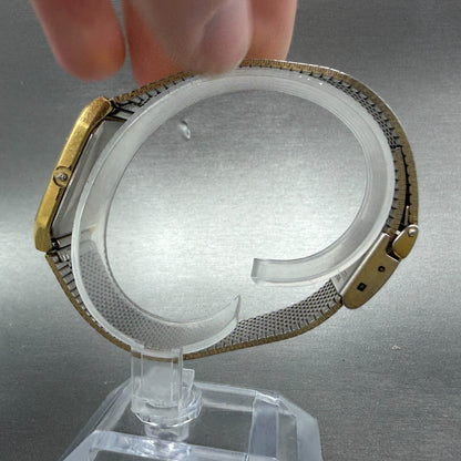 Seiko Tank Watch Men 26mm Champagne Dial Gold Tone Rectangle 6530-5080 PARTS7