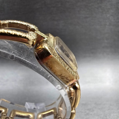 Seiko Watch Women 16mm Purple Dial Gold Tone Rectangle 11-3459 Manual Wind3