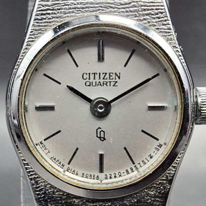 Citizen CQ Watch Women 17mm Silver Dial Silver Tone Round 3220-891244 New Batt F1