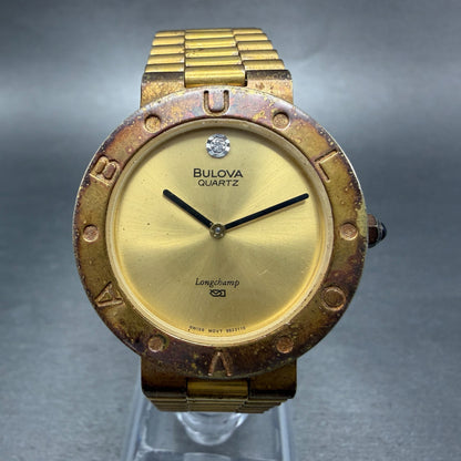 Bulova Long Champ Watch Unisex 32mm Champagne Dial Gold Tone New Battery0