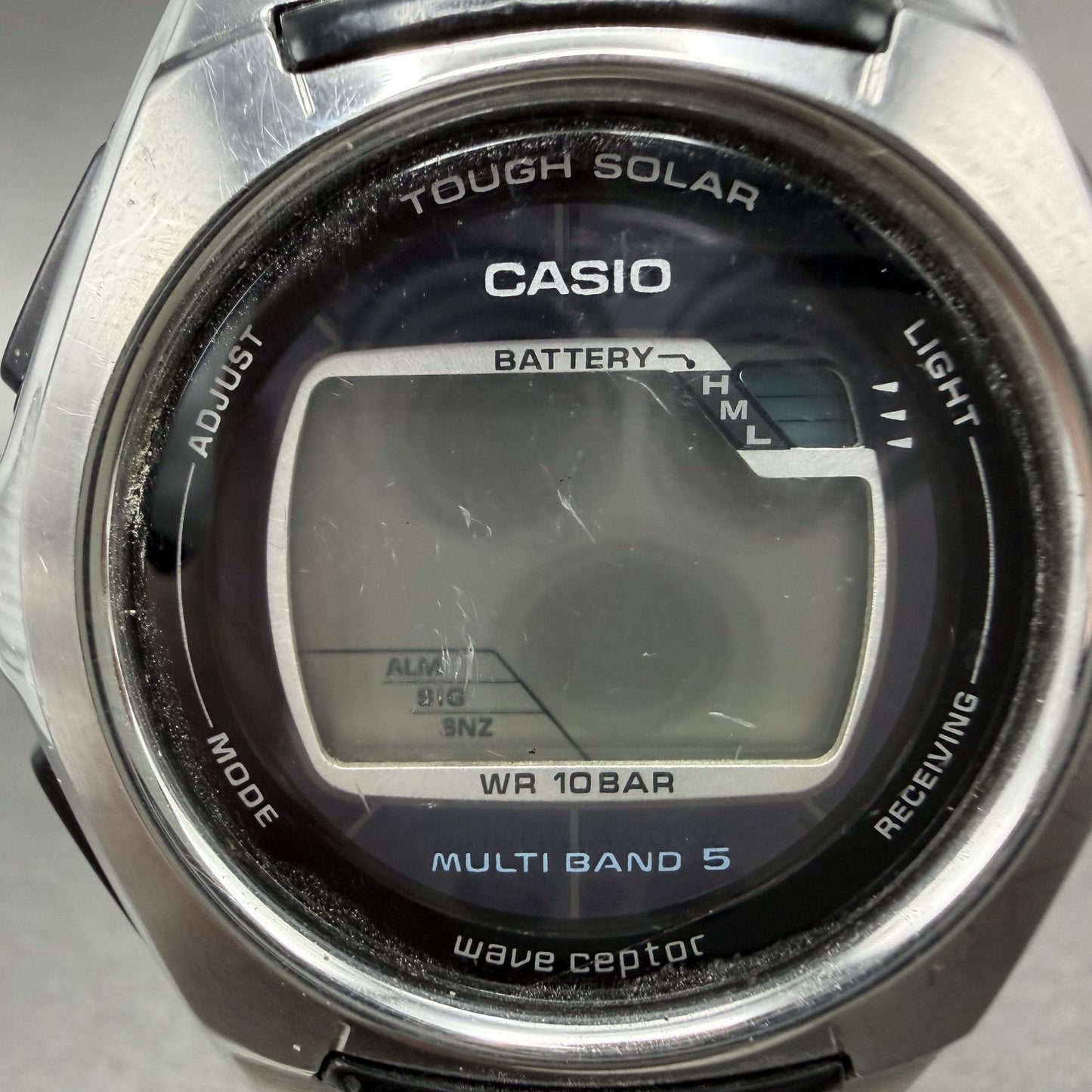 Casio Waveceptor WV-M120 Watch Men 45mm Digital Silver Black Alarm Chrono PARTS2