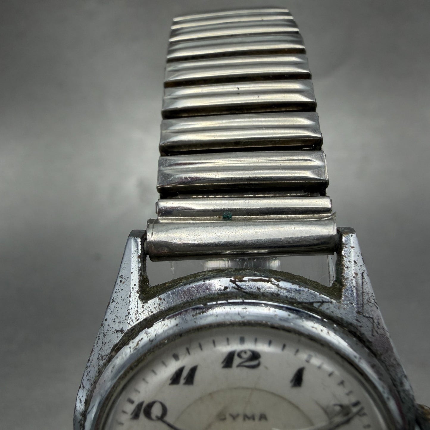 Cyma Watch Men 29mm White Dial Silver Tone Round Manual Wind PARTS VTG5