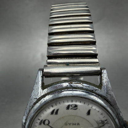Cyma Watch Men 29mm White Dial Silver Tone Round Manual Wind PARTS VTG5
