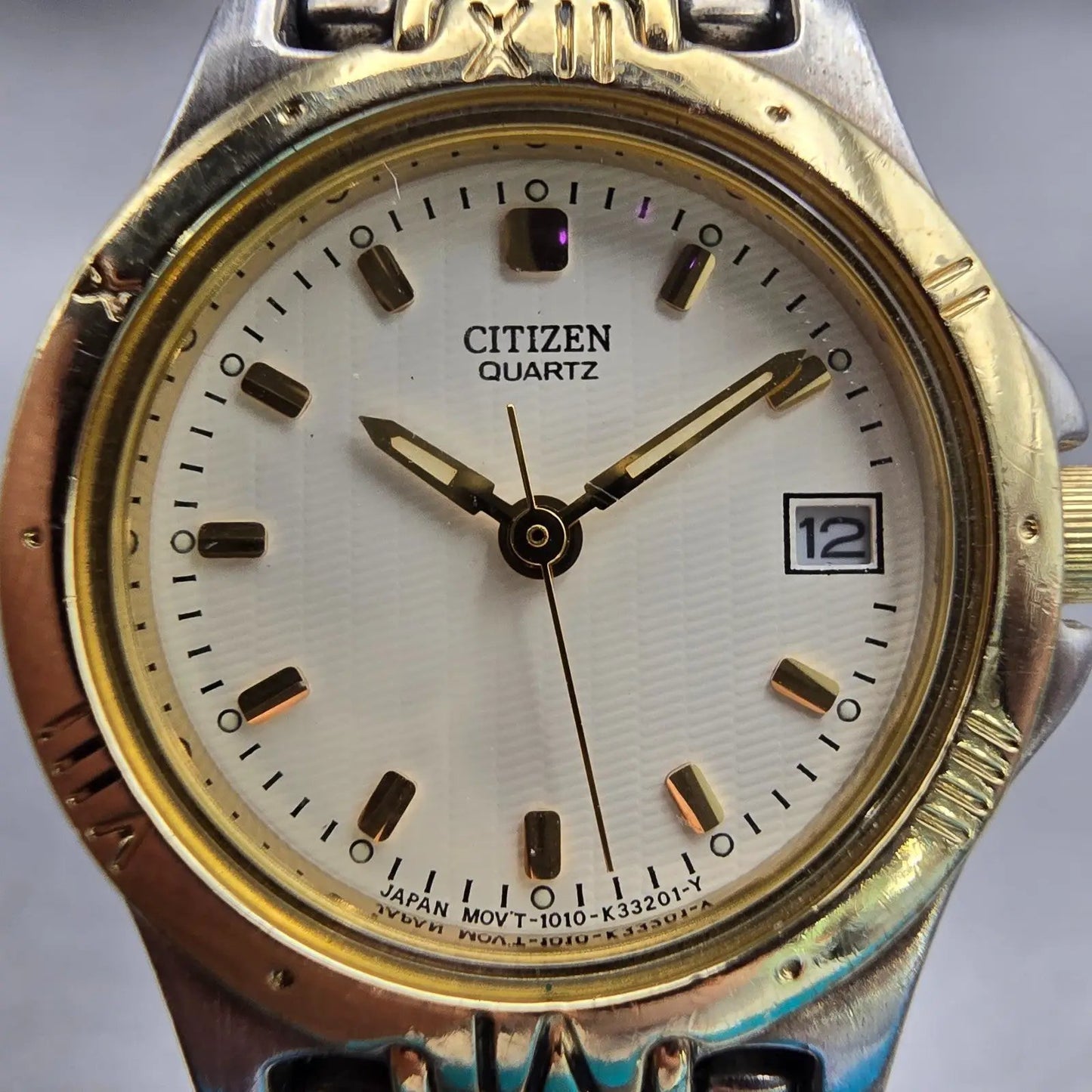 Citizen Watch Women 24mm Ivory Dial Two Tone Date Round 1010-K09931 New Battery1