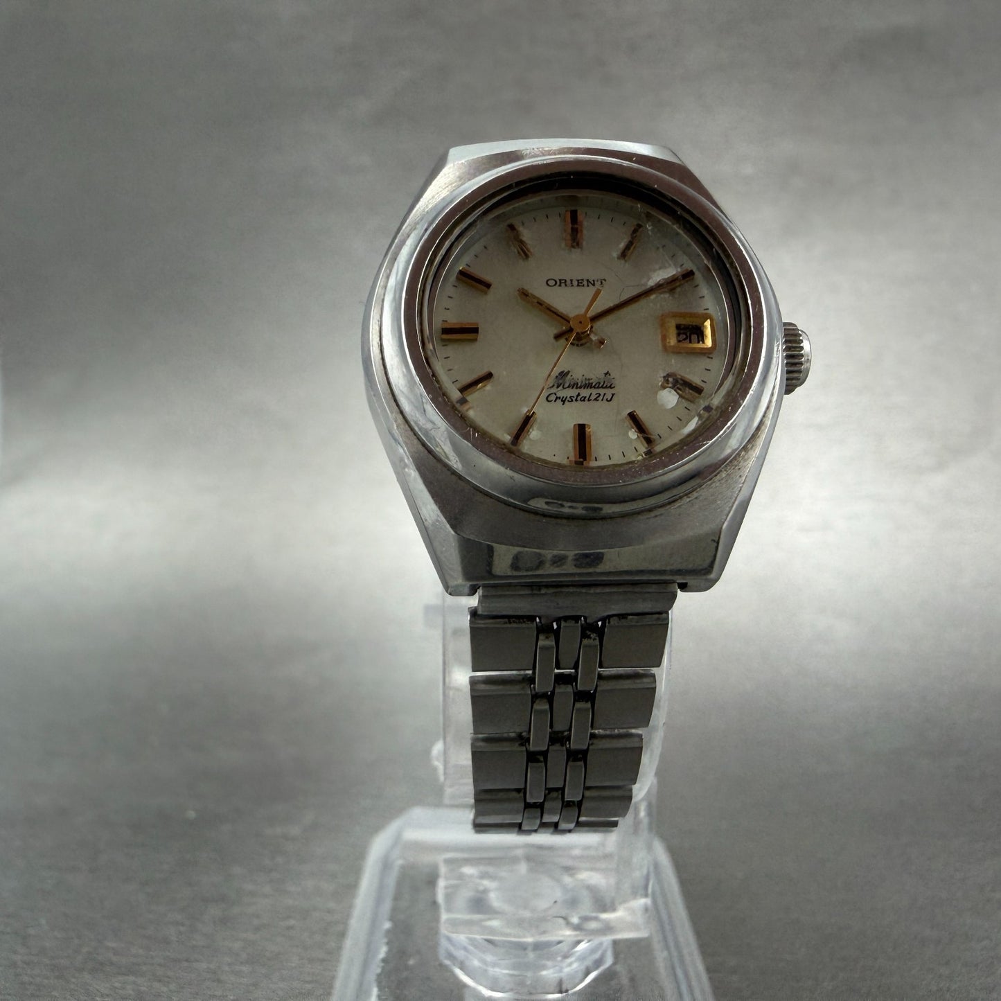 Orient Minimatic Watch Women 25mm MOP Dial Steel Date Crystal 21 Runs 0J4973025