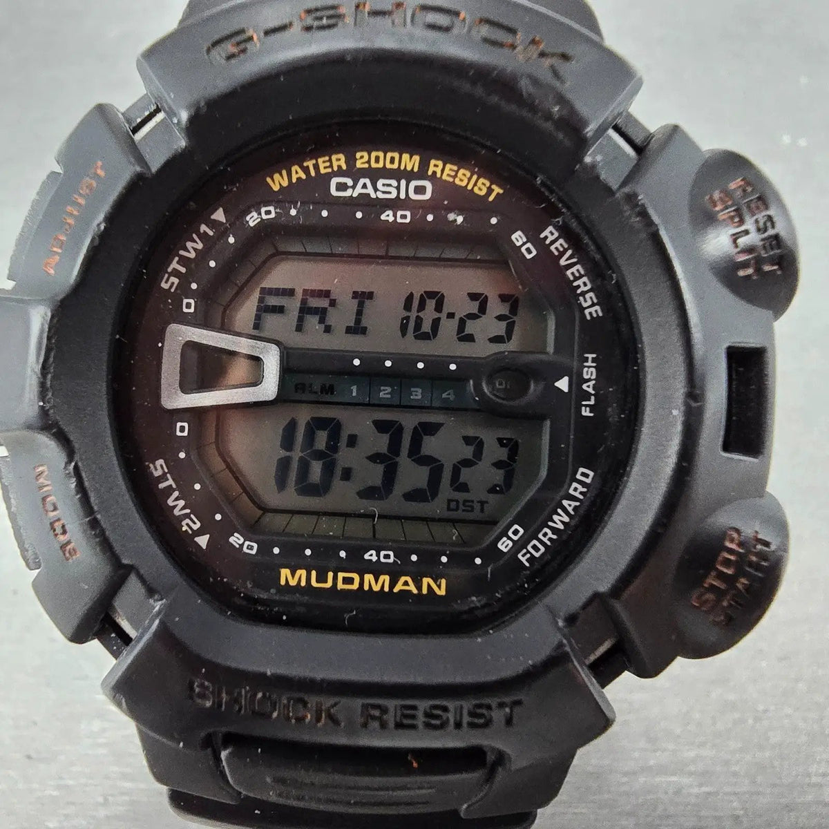 Casio G-Shock Mudman G-9000 Watch Men 46mm Black Gray Chrono Alarm READ New Batt1