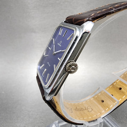 Omega De Ville Tank Watch Unisex 23mm Blue Dial Gold Plated Manual Wind Runs VTG2