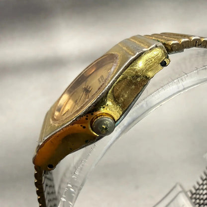 Seiko SX Watch Women 18mm Gold Dial Gold Tone Round 2Y01-0A70 New Battery VTG2
