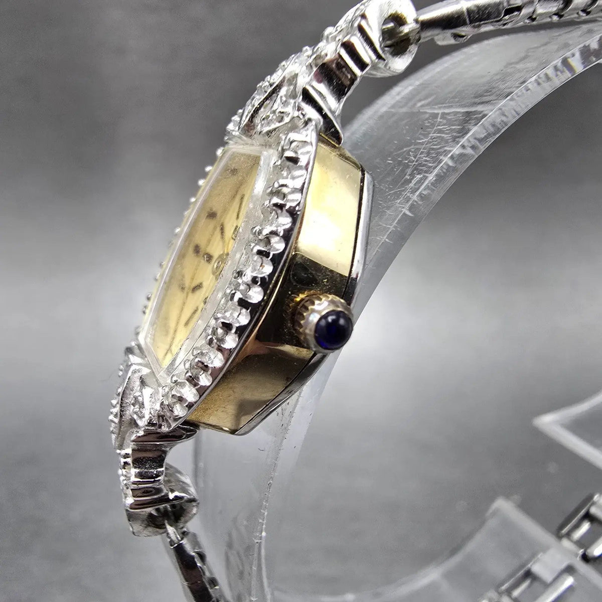 Lucien Piccard Dufonte Watch Women 16mm Champagne Dial Gold Oval New Batt Gems2